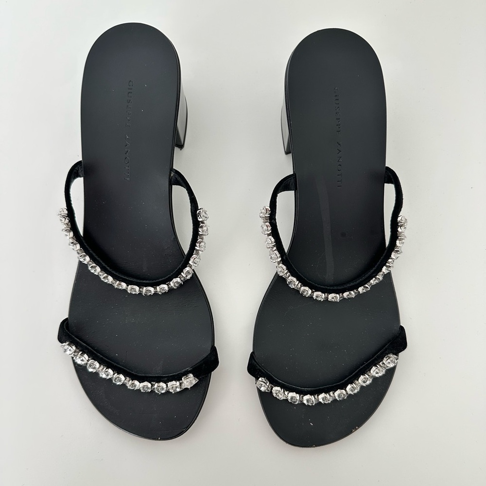 Giuseppe Zanotti Black Mule with Crystal Accents